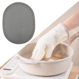 Maxbell 2 in 1 Oven Mittens Silicone Heat Resistant Pot Holder for Barbecue Grilling Gray