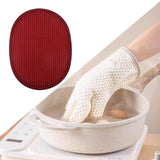 Maxbell 2 in 1 Oven Mittens Silicone Heat Resistant Pot Holder for Barbecue Grilling Red