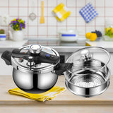 Maxbell Pressure Cooker Kitchen Stew Soup Pan Easily Open Close Home Canning Cooker With Steamer
