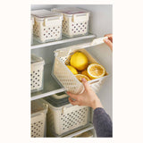 Maxbell Fruit Container for Fridge with Drain Basket with Colander Pantry Keep Fresh 12.5x9x10cm