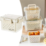 Maxbell Fruit Container for Fridge with Drain Basket with Colander Pantry Keep Fresh 12.5x9x10cm