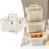 Maxbell Fruit Container for Fridge with Drain Basket with Colander Pantry Keep Fresh 16x13x12.5cm