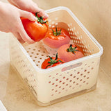 Maxbell Fruit Container for Fridge with Drain Basket with Colander Pantry Keep Fresh 20x16x15cm