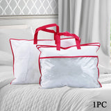 Maxbell Blanket Storage Bag with Zipper Clothes Organizer for Bed Sheet Toys Clothes red edge