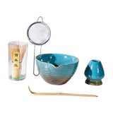 Maxbell 5x Matcha Tea Set Japanese Tea Making Tools Matcha Ceremony Gift Matcha Bowl Blue