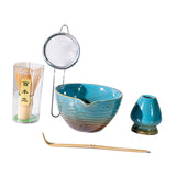 Maxbell 5x Matcha Tea Set Japanese Tea Making Tools Matcha Ceremony Gift Matcha Bowl Blue