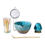 Maxbell 5x Matcha Tea Set Japanese Tea Making Tools Matcha Ceremony Gift Matcha Bowl Blue