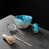 Maxbell 5x Matcha Tea Set Japanese Tea Making Tools Matcha Ceremony Gift Matcha Bowl Blue