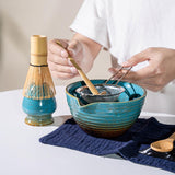 Maxbell 5x Matcha Tea Set Japanese Tea Making Tools Matcha Ceremony Gift Matcha Bowl Blue