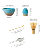 Maxbell 5x Matcha Tea Set Japanese Tea Making Tools Matcha Ceremony Gift Matcha Bowl Blue