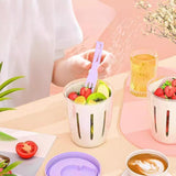 Maxbell Salad Cup with Fork Reusable Fruit Salad Storage Cup for Picnic Cereal Lunch Purple