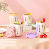 Maxbell Salad Cup with Fork Reusable Fruit Salad Storage Cup for Picnic Cereal Lunch Pink