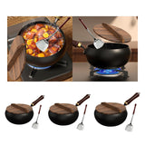 Maxbell Iron Wok Cookware Kitchen Practical Deep Fry Pan for Food Vegetables Stewing 24cm
