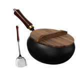 Maxbell Iron Wok Cookware Kitchen Practical Deep Fry Pan for Food Vegetables Stewing 24cm