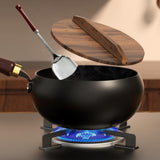 Maxbell Iron Wok Cookware Kitchen Practical Deep Fry Pan for Food Vegetables Stewing 26cm