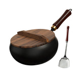 Maxbell Iron Wok Cookware Kitchen Practical Deep Fry Pan for Food Vegetables Stewing 28cm