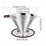 Maxbell Pour over Coffee Dripper Stainless Steel Fine Mesh for Indoor Outdoors Office 300 mesh
