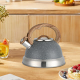 Maxbell Whistling Kettle Anti Scald Cookware Stainless Steel for Outdoor Fishing BBQ Gray