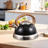Maxbell Whistling Kettle Anti Scald Cookware Stainless Steel for Outdoor Fishing BBQ Black