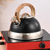 Maxbell Whistling Kettle Anti Scald Cookware Stainless Steel for Outdoor Fishing BBQ Black