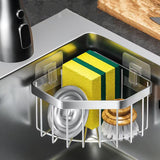 Maxbell Sink Sponge Holder Dish Cloth Hanger Portable Drain Rack Versatile Organizer Silver