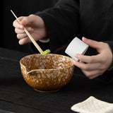 Maxbell Matcha Bowl Handmade Gift for Matcha Lover/friend/Family Traditional Ceramic Spotted White
