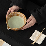 Maxbell Matcha Bowl Handmade Gift for Matcha Lover/friend/Family Traditional Ceramic Spotted White