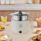 Maxbell Electric Hot Pot Lazy Pot Ramen Cooker Mini Cooker for Pasta Cooking Noodles White with Steamer