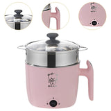 Maxbell Electric Hot Pot Lazy Pot Ramen Cooker Mini Cooker for Pasta Cooking Noodles Pink with Steamer