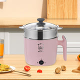 Maxbell Electric Hot Pot Lazy Pot Ramen Cooker Mini Cooker for Pasta Cooking Noodles Pink with Steamer
