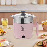 Maxbell Electric Hot Pot Lazy Pot Ramen Cooker Mini Cooker for Pasta Cooking Noodles Pink with Steamer