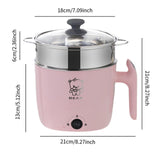 Maxbell Electric Hot Pot Lazy Pot Ramen Cooker Mini Cooker for Pasta Cooking Noodles Pink with Steamer