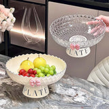 Maxbell Fruit Bowl Organization Fruit Tray Pedestal Bowl for Dessert Farmhouse Party Creamy White