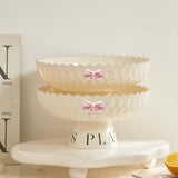 Maxbell Fruit Bowl Organization Fruit Tray Pedestal Bowl for Dessert Farmhouse Party Creamy White