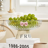 Maxbell Fruit Bowl Organization Fruit Tray Pedestal Bowl for Dessert Farmhouse Party Creamy White