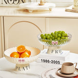 Maxbell Fruit Bowl Organization Fruit Tray Pedestal Bowl for Dessert Farmhouse Party Creamy White