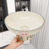 Maxbell Fruit Bowl Organization Fruit Tray Pedestal Bowl for Dessert Farmhouse Party Creamy White