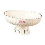 Maxbell Fruit Bowl Organization Fruit Tray Pedestal Bowl for Dessert Farmhouse Party Creamy White