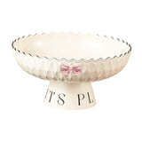 Maxbell Fruit Bowl Organization Fruit Tray Pedestal Bowl for Dessert Farmhouse Party Creamy White