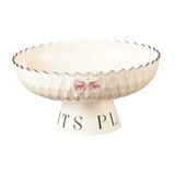 Maxbell Fruit Bowl Organization Fruit Tray Pedestal Bowl for Dessert Farmhouse Party Creamy White
