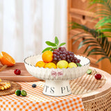 Maxbell Fruit Bowl Organization Fruit Tray Pedestal Bowl for Dessert Farmhouse Party Creamy White