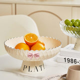 Maxbell Fruit Bowl Organization Fruit Tray Pedestal Bowl for Dessert Farmhouse Party Creamy White
