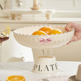 Maxbell Fruit Bowl Organization Fruit Tray Pedestal Bowl for Dessert Farmhouse Party Creamy White