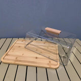 Maxbell Cake Stand with Lid Wood Pie Cheese Display Plate for Wedding Birthday Party