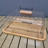 Maxbell Cake Stand with Lid Wood Pie Cheese Display Plate for Wedding Birthday Party