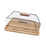 Maxbell Cake Stand with Lid Wood Pie Cheese Display Plate for Wedding Birthday Party