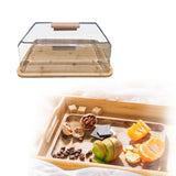 Maxbell Cake Stand with Lid Wood Pie Cheese Display Plate for Wedding Birthday Party