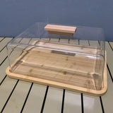 Maxbell Cake Stand with Lid Wood Pie Cheese Display Plate for Wedding Birthday Party