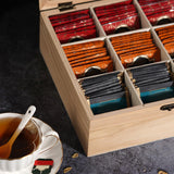 Maxbell Tea Bag Organizer Rustic with 9 Compartments for Countertop Living Room Home