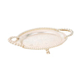 Maxbell Round Serving Tray Dish Cosmetic Storage Tray for Living Room Party Bathroom